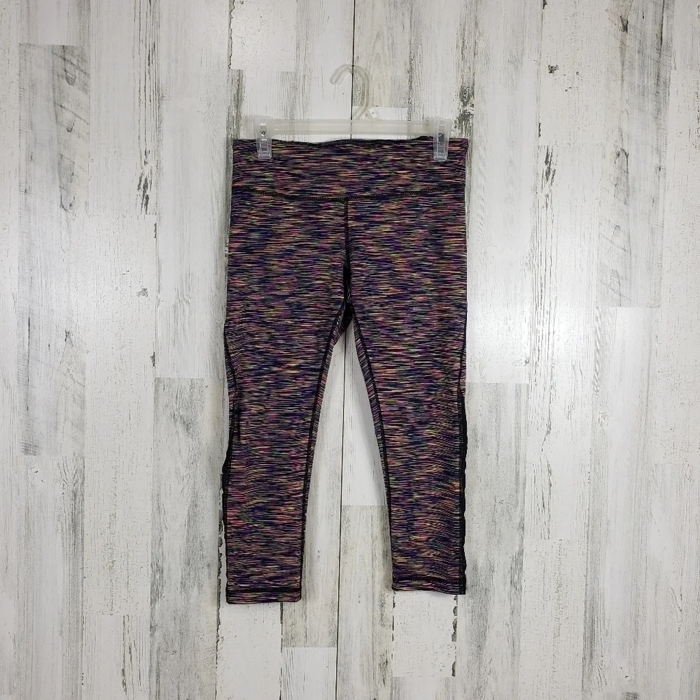 Zella colorful pinstripe cropped leggings small